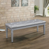 Modern Glam Silver Finish 1pc Bench Tufted Seat Foam Cushioned Faux Leather Upholstery Bedroom B011P175769