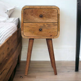 Artisan Furniture Solid Wood Mini Oak-ish Curved nightstand B182P280774