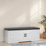 2-Tier Storage Bench, Farmhouse Shoe Bench with Padded Seat Cushion, Entryway Bench with 2 Barn W3204P317308