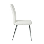 ZUN Modern white PU dining chair, cloth upholstered chair, electroplated metal chair legs, suitable for W210P224292