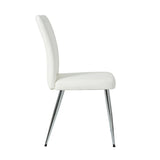 ZUN Modern white PU dining chair, cloth upholstered chair, electroplated metal chair legs, suitable for W210P224292