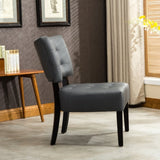 Blended Leather Tufted Accent Chair with Oversized Seating, Gray T2574P164247