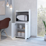 Kitchen Cart 49" H, Two Door Cabinet, One Open Shelf, Two Interior Shelves, White B097133071