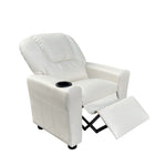 ZUN Marisa 22" White PU Leather Kids Recliner Chair with Cupholder B061110699