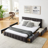 Queen Size Upholstered Bed ,comfortable upholstered bed frame, Chenille fabric, with headboard and W487P235286