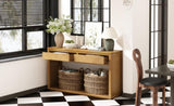 TREXM 55" Console Table, Rustic Wooden Entryway Table with Storage Drawers and Open Shelf, Elegant N715P235096N