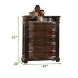 Traditional Style 5-Drawer Chest With Metal Handle Pulls Made with Wood in Dark Walnut 808857853837