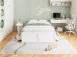 Wood Queen Size Platform Bed Frame with 6 Drawers, White N709P241723K