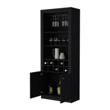 ZUN Black Bar Cabinet with Wine Storage and Three Shelves B062P193657