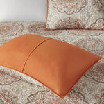 ZUN 6 Piece Reversible Quilt Set with Throw Pillows Orange Full/Queen B03597402