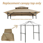 ZUN 8x5Ft Grill Gazebo Replacement Canopy,Double Tiered BBQ Tent Roof Top Cover,Beige [Sale to Temu is 84576678