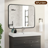 Black Bathroom Wall Mirror for Over Sink 40" 32" Rectangle Vanity Mirror with Round Corner for T3177P296179