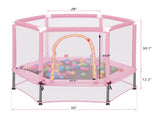 55'' Toddlers Trampoline with Safety Enclosure Net and Balls, Indoor Outdoor Mini Trampoline for 33415175