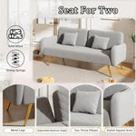 ZUN 70.47" Gray Fabric Double Sofa with Split Backrest and Two Throw Pillows,Suitable for living room, W1658124692