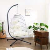 Outdoor Egg Hanging Chair with Stand, Patio Wicker Swing Egg Chair Indoor Swinging Chair Outdoor W2500P262991