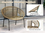 3-Piece Patio Set, 2 Acapulco Chairs Tempered Glass Table, PE Rope Powder-Coated Steel Frame 15680874