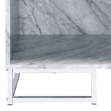 Azrael White Printed Faux Marble & Chrome Finish Accent Table B2726P340578