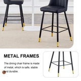 ZUN Modern Black PU Bar Stool - Gold Decorated Legs with Comfortable Resting Beam.Set of 2 W1151P210453