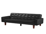 Black Convertible Double Folding Room Sofa Bed, PU Leather, Tufted Buttons, Suitable for 97825531