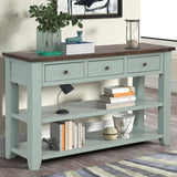 48'' Solid Pine Wood Top Console Table, Modern Entryway Sofa Side Table with 3 Storage Drawers and 2 W120246666