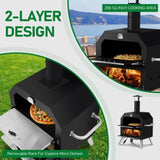 ZUN Outdoor Pizza Oven Wood Fired 2-Layer Pizza Ovens Outside Pizza Maker with Stone, Removable Cooking 87975879