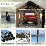 10x20 Heavy Duty Steel Canopy Tent with Roll-up Ventilated Windows, Garage Carport with Removable 83559031