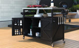 K&K Outdoor Kitchen Island, Rolling Bar Cart & Storage Cabinet, Farmhouse Solid Wood Outdoor Grill N707P235043B