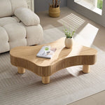 ZUN 42.52 Inch Modern Wooden Handcraft Drum Coffee Table Irregular Shaped Coffee Table for Living W2582P213388