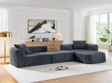 114" Cloud Sectional Couch with L-Shape Chaise, Modular Sofa with Movable Ottoman, Upholstered W1117P371652