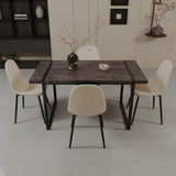 59" MDF black wooden table and modern chair set of 4 pieces, medieval wooden kitchen 25765946