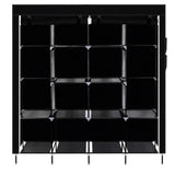 ZUN 67" Clothes Closet Portable Wardrobe Clothes Storage Rack 12 Shelves 4 Side Pockets Black 90329775