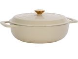 Cast iron 7.5QT cooking pot - Ceramic white - Includes two silicone gloves - Enamel pot 21072986