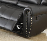 Modern 1pc Manual Motion Recliner Chair Glider Black Color Bonded Leather Armrest Cushion Seating B011P205581