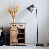 Classic American Country Style Single Barn Door With 2 Drawers Vintage Wooden Cabinets 77319807