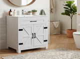Washed white particleboard with melamine veneer, barn double door with U-shaped internal shelves, 20373264