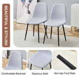 Comfortable Linen-Cotton Dining Chair Set - Four Pieces in Light Gray.Integrated Seat and W1151P228095