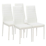 ZUN 4pcs Elegant Assembled Stripping Texture High Backrest Dining Chairs White 40655595