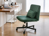 Green Velvet Criss Cross Armless Office Chair with Wheels - Versatile for Home Office, Meditation & W3394P329164