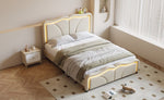 ZUN Full Size Upholstered Platform Bed with Curve Shaped and Height-adjustbale Headboard,LED Light WF323749AAK