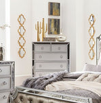 ZUN Modern Traditional Style 1pc Bedroom Chest of Drawers Embossed Textural Fronts Silver Finish B01152307