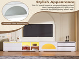 ON-TREND Modern TV Stand with Fluted Glass Door for TVs Up to 100", Media Console with Sliding Door N721P198932K
