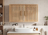 Natural 2-Tier Wall Mounted Bathroom Cabinet with Slatted Doors, 60.9620.3250.8cm Adjustable 46749699