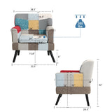 Patchwork Accent Chair, Mid Century Modern Fabric Club Chair for Bedroom Comfy, Colourful Single W561P190124
