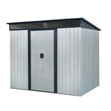 8ft x 6ft Outdoor Metal Storage with Lockable Sliding Doors and Transparent plate for Garden, Lawn W540P185314