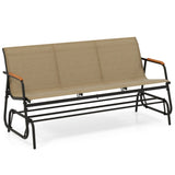 3-person terrace gliding chair with curved teak wood armrests, suitable for porch use 42054072