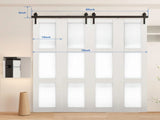80" Bi-Folding Sliding Barn Door Hardware Kit for 4 Doors,Smoothly&Quietly,Black Track J Shape 85056977