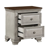Traditional Two-Tone Bedroom Furniture 1pc Nightstand of 2x Drawers Gray and Brown Top Elegant Look B011118993