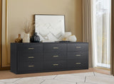 Modern Black 9-Drawer Dresser for Bedroom - Ample Storage Wide Chest of Drawers, Sturdy & Safe W1785P201148