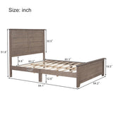 ZUN Farmhouse Wooden Platform Queen Size Bed with Panel Design Headboard and Footboard for Teenager, Ash WF530027AAD