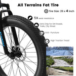 ZUN 26 Inch Fat Tires Mountain Bike, 4-Inch Wide Wheel, 21-Speed Disc Brakes, Mens Womens Trail Beach 86868172